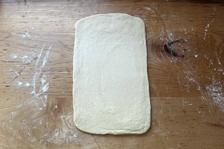 Croissant dough rolled into an 8x12-inch rectangle.