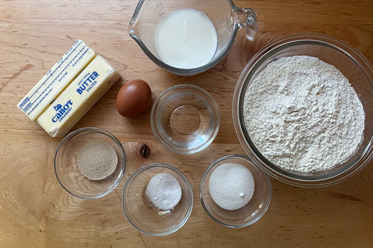 The ingredients to make cheater's croissant dough.