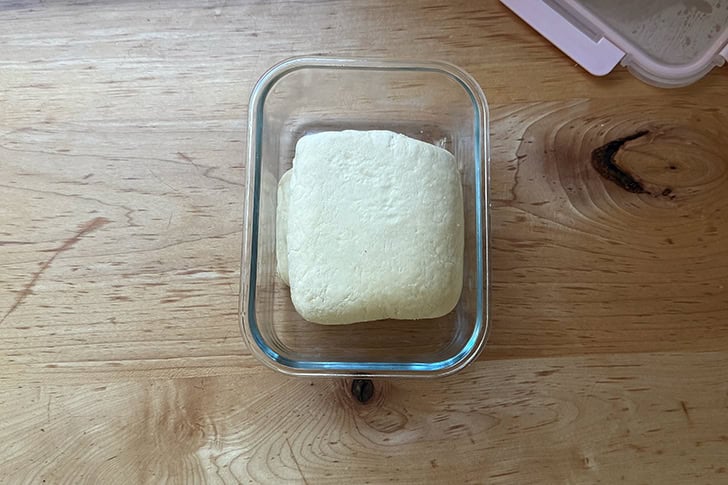 Croissant dough removed from the fridge.