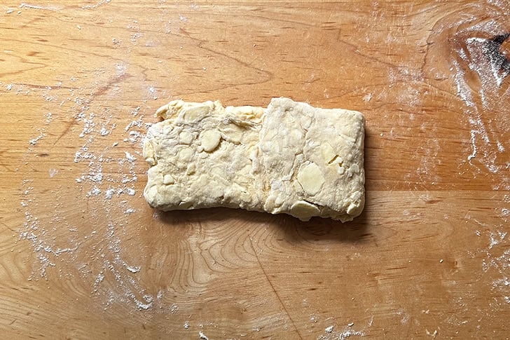 Croissant dough folded from right to left.