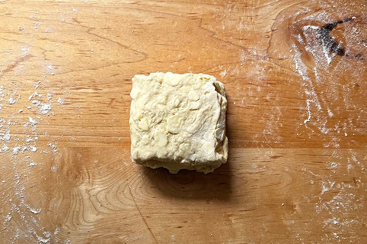 Croissant dough folded from left to right.